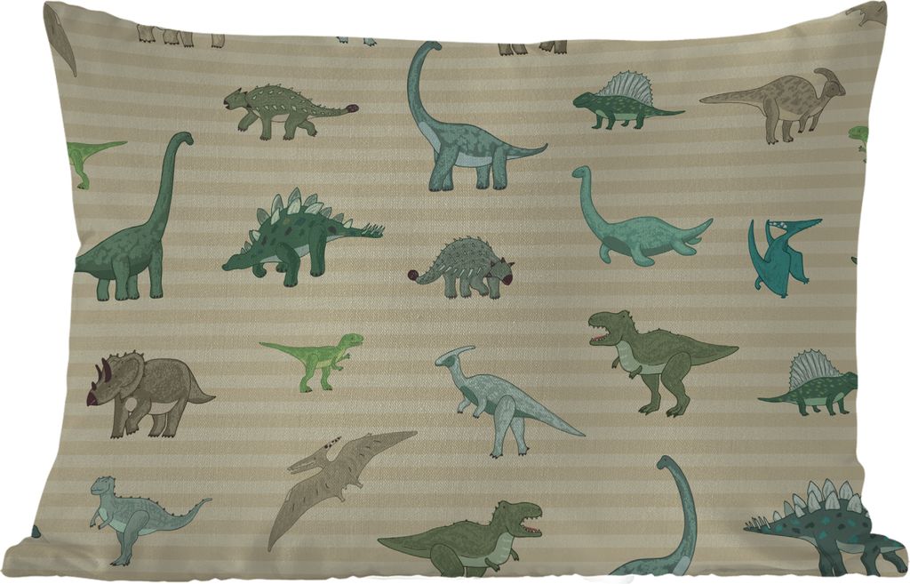 MuchoWow Outdoor Kissen - Dinosaurier - Braun - Grün - Jungen - Mädchen - Kinder - 50x30 cm - Wetterfest - Lounge Kissen - Sofa kissen - Wohnzi...