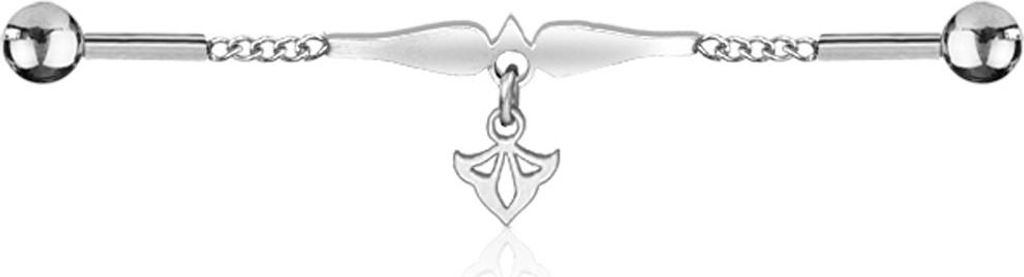 viva-adorno Industrial Piercing Scaffold Kette Anhänger Lilie Lotus Ohr Piercing gold silber Z595, Lilie silber