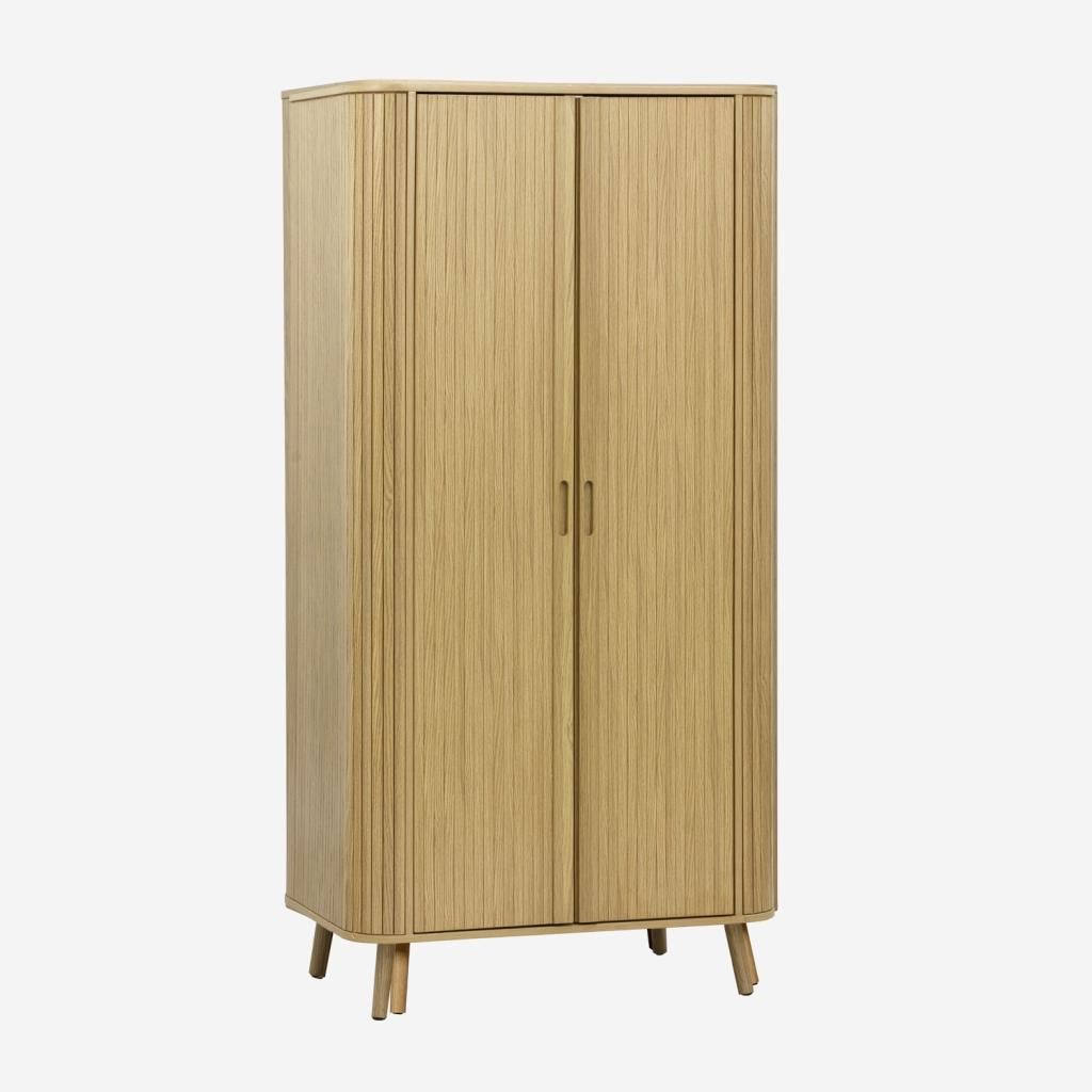 sweeek - Schrank Holzlook mit Regal und Kleiderstange - Natur