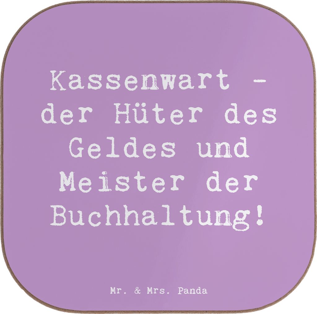 Mr. & Mrs. Panda Quadratischer Untersetzer Spruch Kassenwart Meister - Lavendeltraum - Geschenk, gläseruntersetzer, Berufsprodukte, Holzuntersetze...