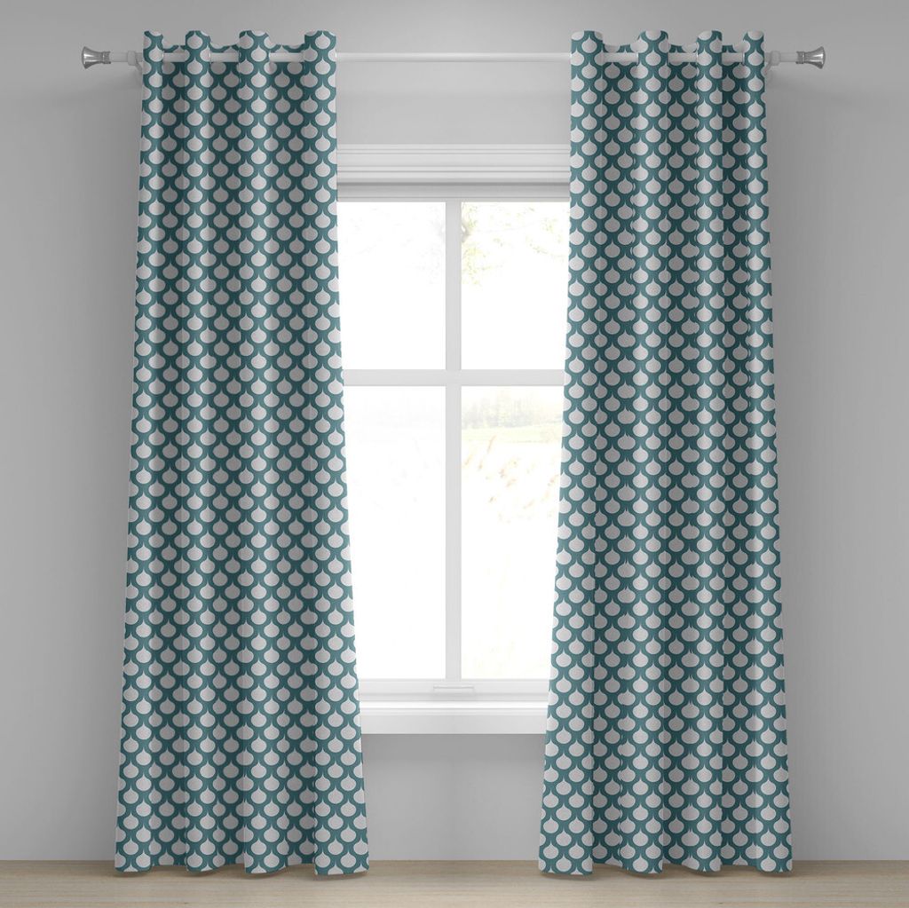 ABAKUHAUS Jugendstil Ösenvorhang, Retro Stil Abstrakte Muster mit Kurven Simplistic Symmetic Fliesen Design, Dekorative 2-Panel-Fenstervorhänge, ...