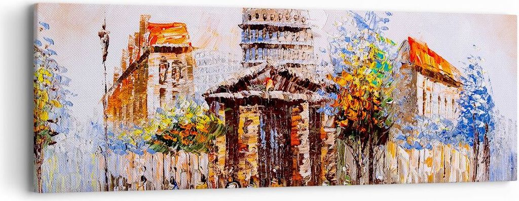 Bild auf Leinwand - Leinwandbild - Farbe Architektur Eiffle Turm - 90x30cm - Wand Bild - Wanddeko - Leinwanddruck - Bilder - Kunstdruck - Wanddekor...