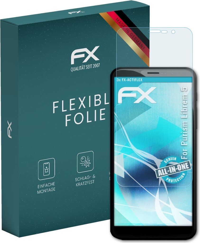 atFoliX FX-ActiFleX 3x Schutzfolie kompatibel mit Purism Librem 5 Folie
