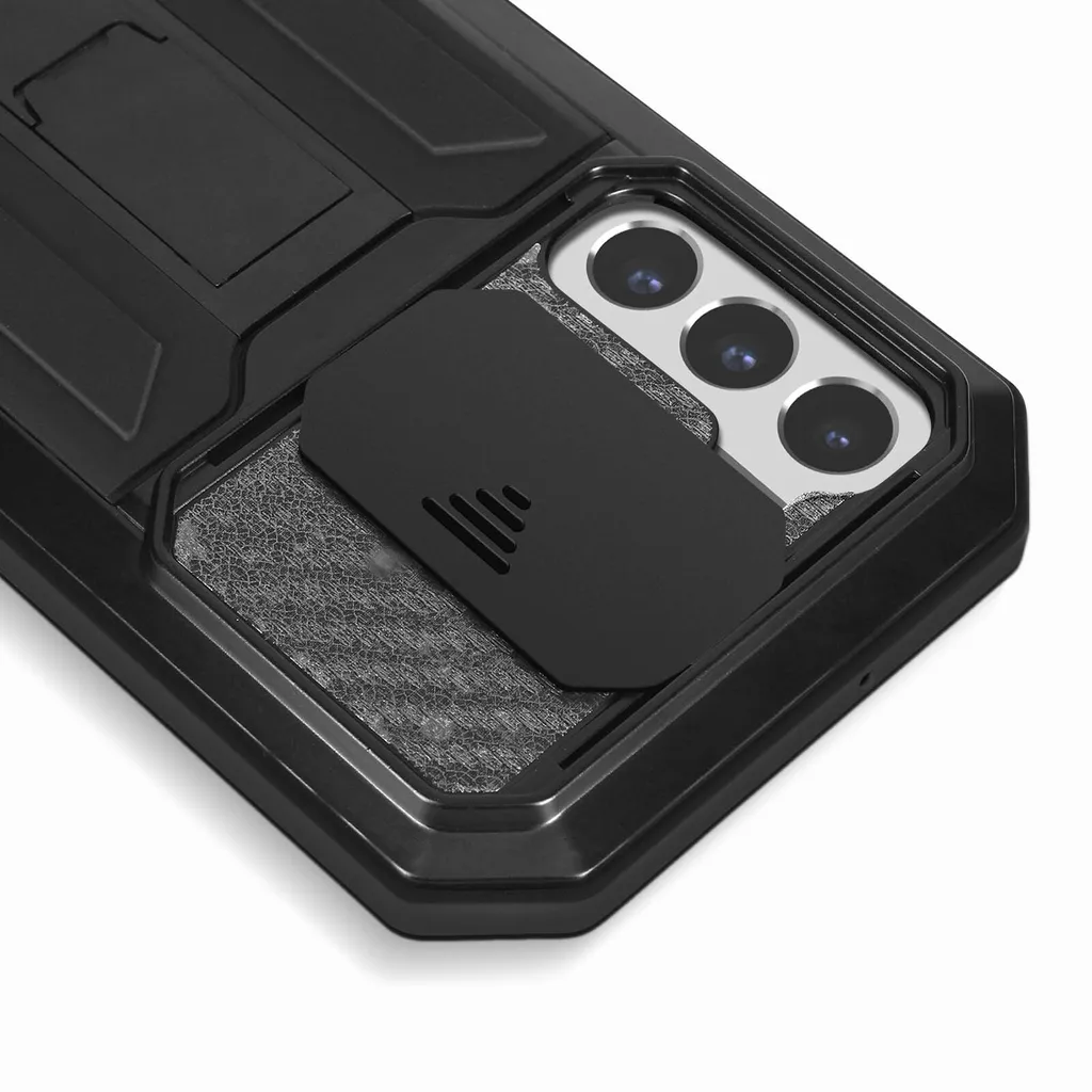 Étui Samsung Galaxy S22 Plus Noir avec Support Circulaire et Cache Caméra - 5
