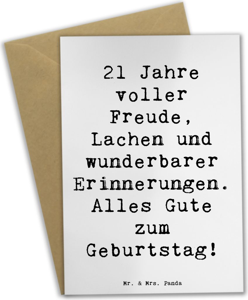 Mr. & Mrs. Panda Grußkarte Spruch 21. Geburtstag Freude - Weiß - Geschenk, Geburtstagsgeschenk, Handgefertigt, weihnachtskarten, osterkarte, Feie...