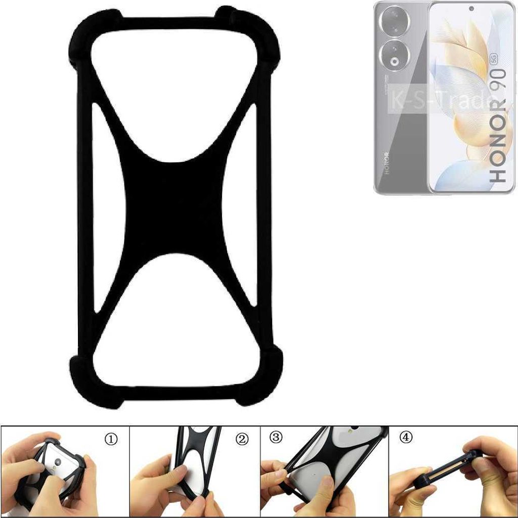 K-S-Trade Handy-Hülle Schutz-Hülle kompatibel mit Honor 90 Silikon Bumper TPU Softcase Smartphone Stoßschutz, schwarz