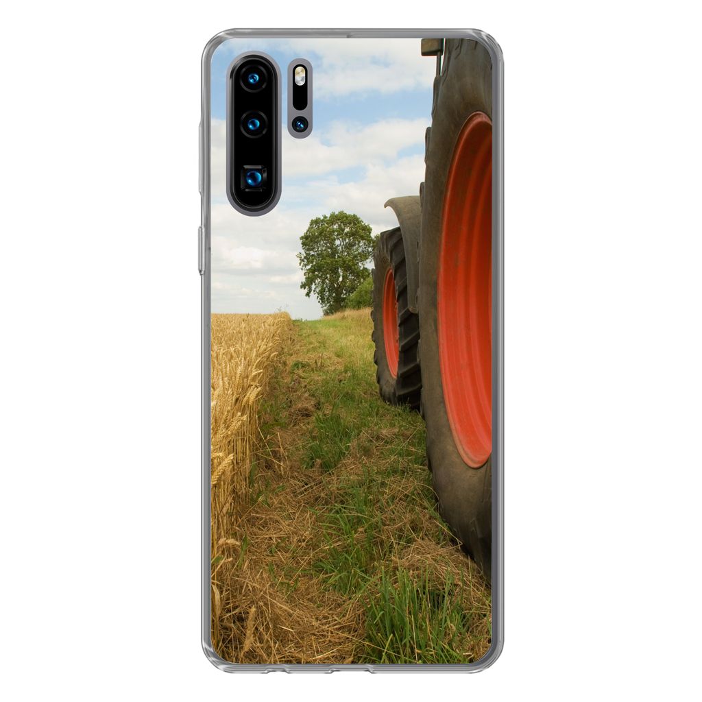 MuchoWow Handyhülle Schutzhülle Hülle für Huawei P30 Pro Traktor - Räder - Weizen Silikon Softcase Handy Hülle - Schutzdeckel