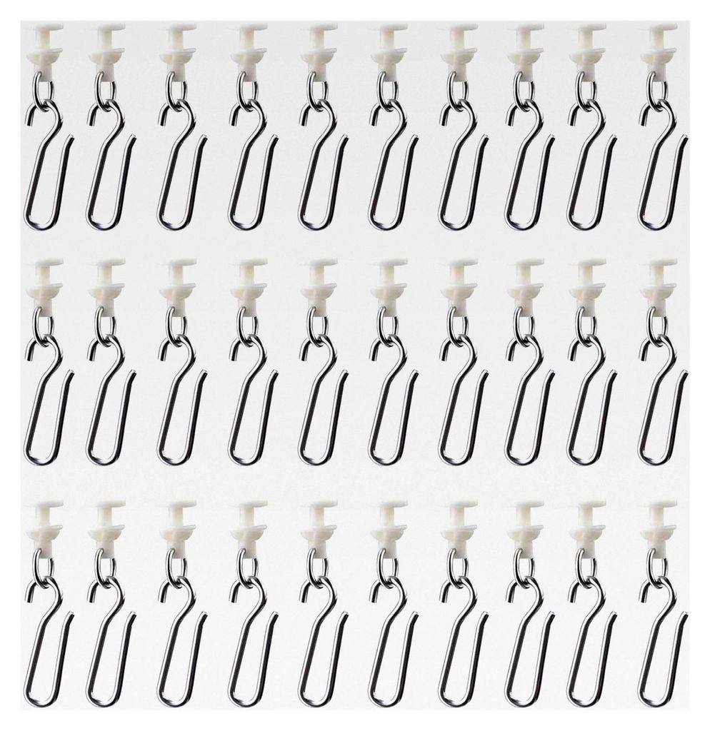 60 Stück Gardinenhaken und Gleiter für Vorhangschienen (Beige)