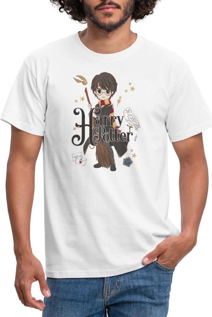 Spreadshirt Harry Potter Elemente Männer T-Shirt, 4XL, Weiß