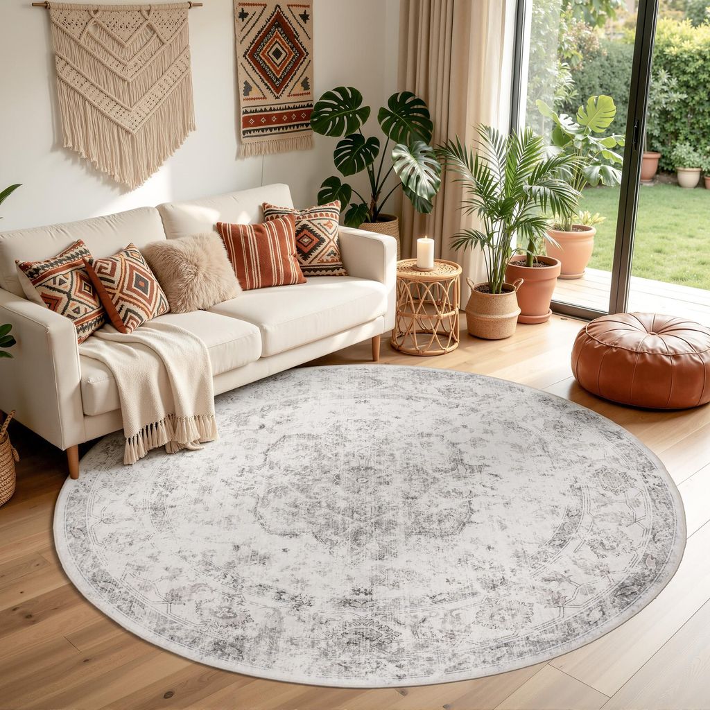 Homebyhome Dywan zmywalny vintage dywan okr?g?y salon Zdjęcie produktu 