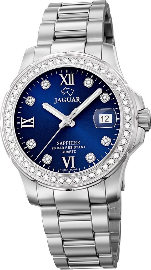 Jaguar Edelstahl Damen Uhr J892/3 Analog Fashion Armbanduhr silber D2UJ892/3