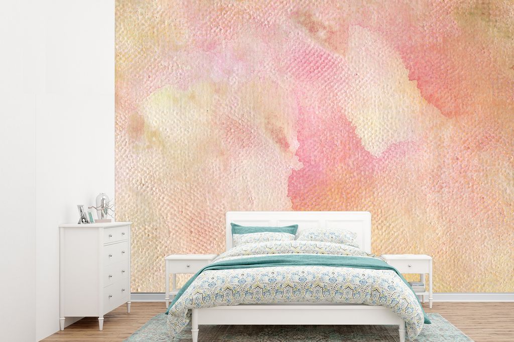MuchoWow Fototapete für Wohnzimmer oder Schlafzimmer Wandtapete Vinyl Motivtapete Pastellfarben auf Papier - 360x260 cm - Wohnzimmer tapete