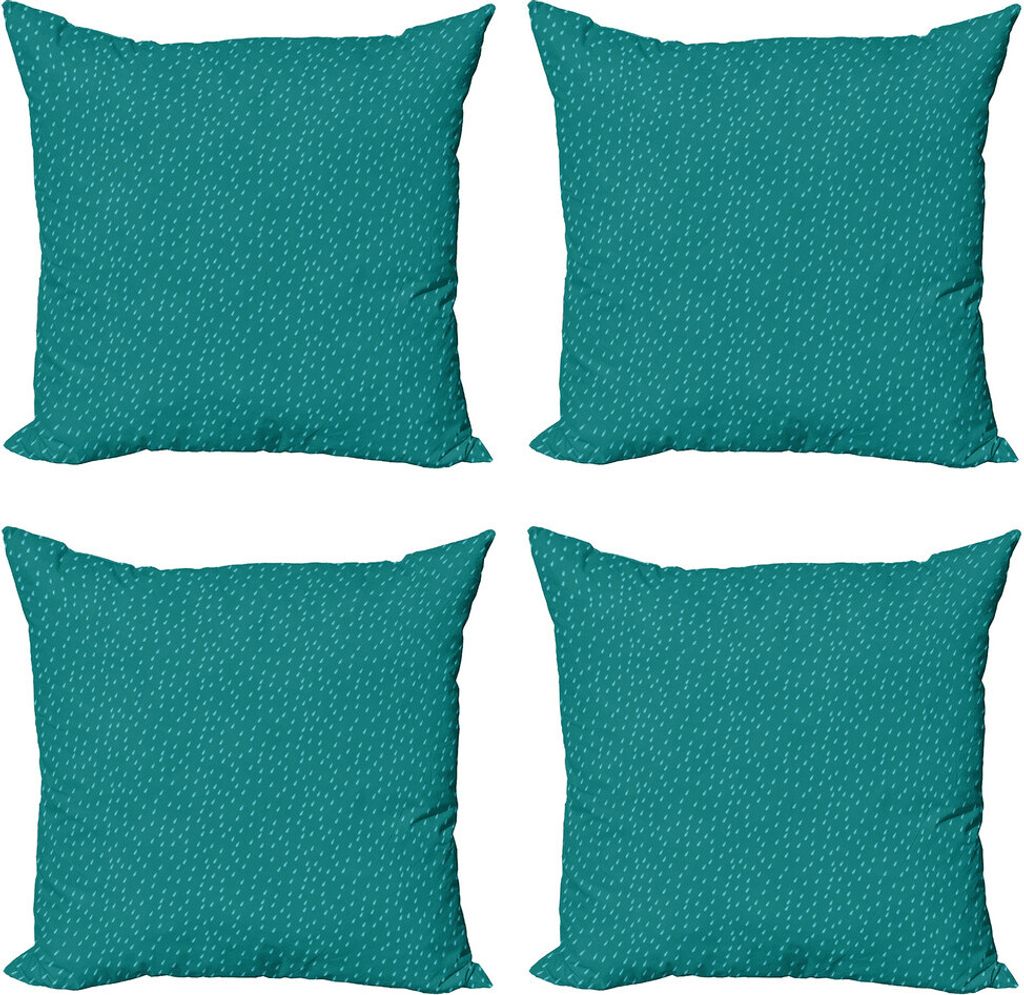 ABAKUHAUS Wetter Kissenbezug Set (4 Stück), Regentropfen Herbst-Fall-Thema, Moderner Doppelseitiger Digitaldruck, 40 cm x 40 cm, Teal und Blassblau
