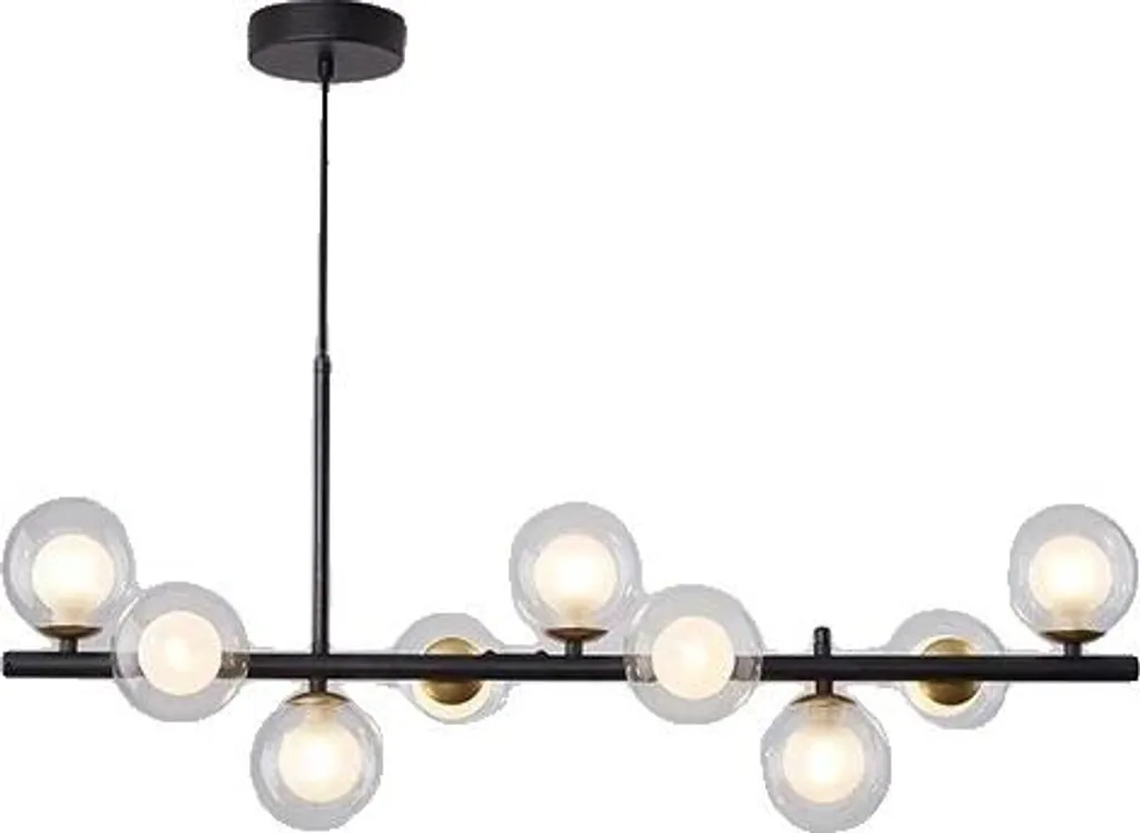 Suspension Moderne Noire pour Salle à Manger - Éclairage LED 7 Têtes
