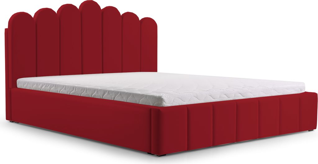 MOEBLO Polsterbett Bett 03 – Doppelbett mit Kopfstütze, Rahmenbettgestell, Bettkasten, Lattenrost und gepolstertem Kopfteil, Double - 160x200 - ...