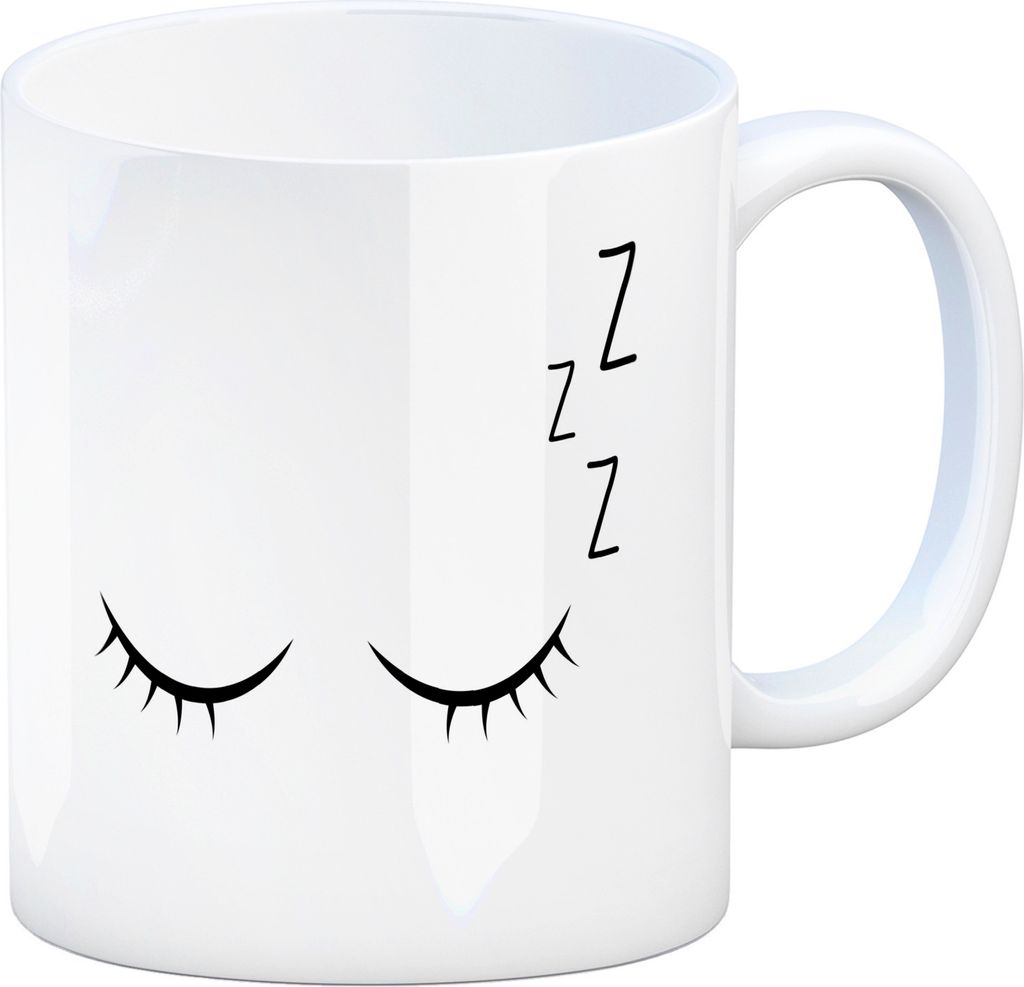 Tassengesichter Kaffeebecher mit schlafendes Gesicht Motiv Produktbild 