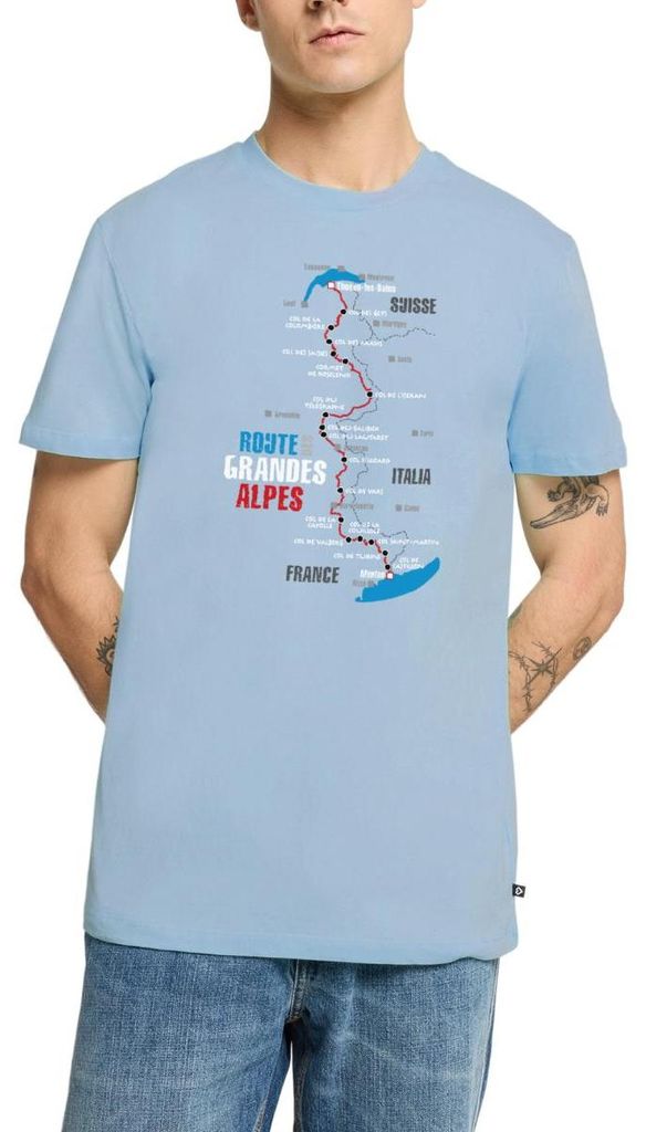 Spreadshirt Route Des Grandes Alpes Karte Mit Alpenpässen Männer Premium T-Shirt, 4XL, Hellblau