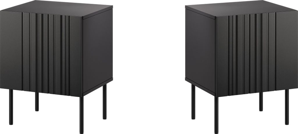 Furniture24 Nachttisch-Set 2 Stk. Isla Sn Nachtschrank Schwarz