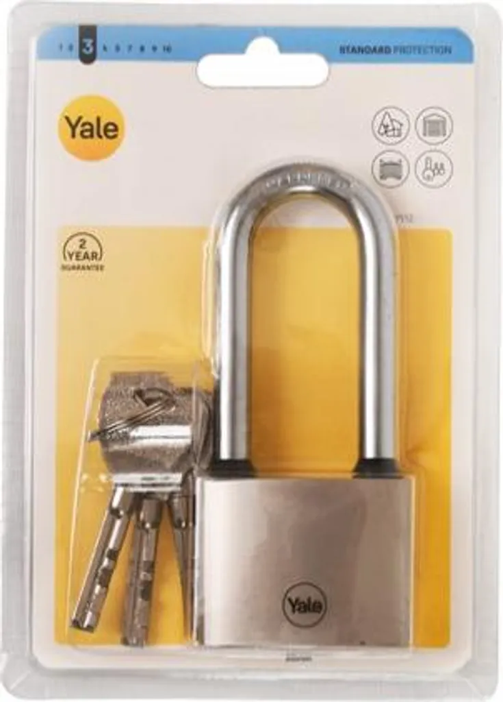 Cadenas à Disque Yale en Fonte Argent avec Anse Longue pour Chaîne