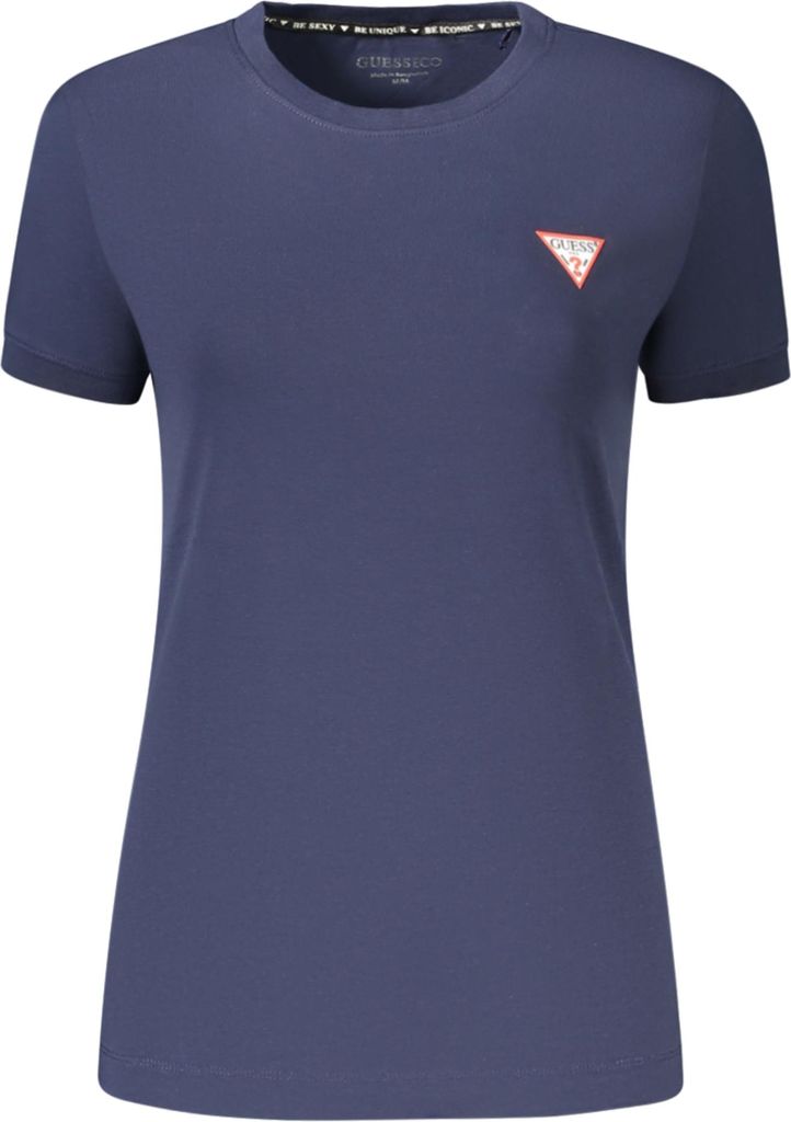 Bio-Baumwoll-T-Shirt Damen Blau mit Logo & Applikation