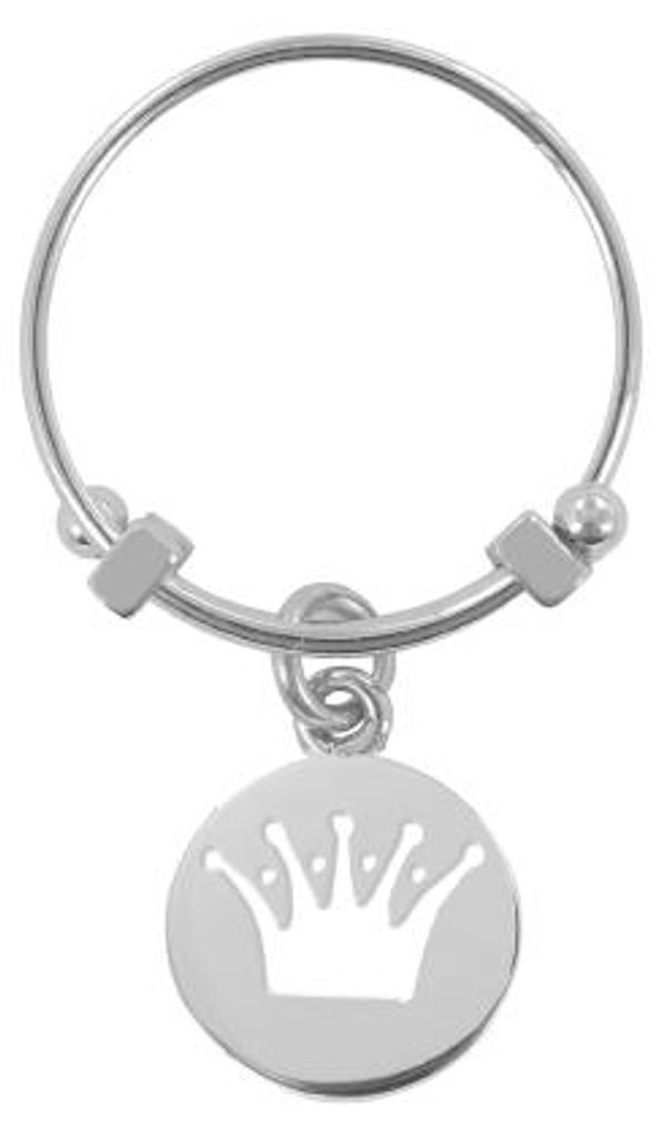 CO88 Collection Beloved 8CR-10007-50 Stalen Ring met Hanger - Kroon - Maat 50 - Zilverkleurig