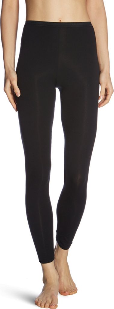 Schiesser Damen Leggings Lange - Luxury Baumwolle Unterhose, Schwarz_200003