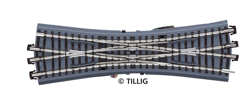 Tillig Bettungsgleis braun Doppelkreuzungsweiche mit Antrieb 83791