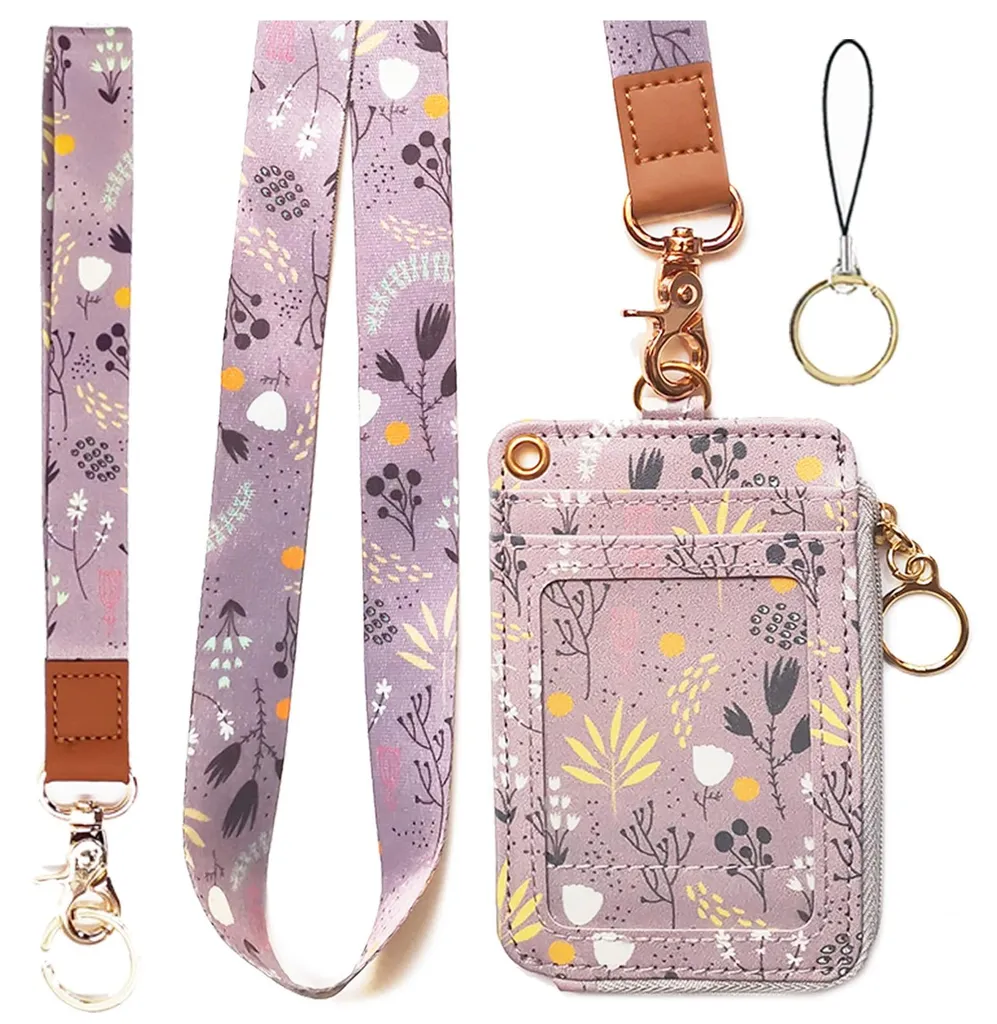Porte-cartes femme bandoulière pour voyage et sorties - Violet et gris