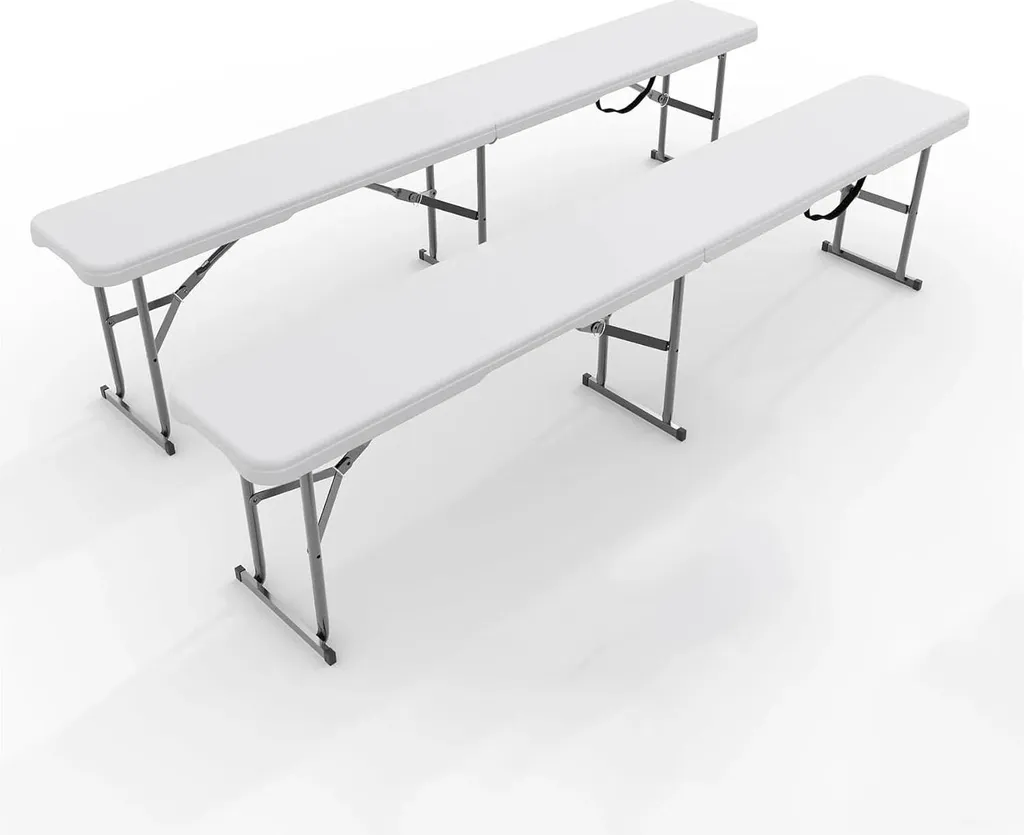 Lot de 2 Bancs de Réception Pliables pour Fêtes, Mariages et Pique-niques