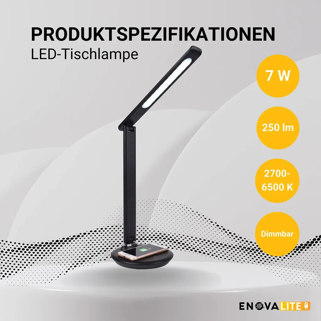 Lampe de table tactile avec chargeur et éclairage réglable CCT