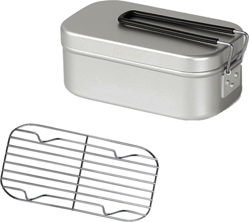 1 Set Lunchbox mit Dampfgarer, zusammenklappbarer Herd, hitzebeständige Bento-Box mit Griff, Outdoor-Picknick-Kochgeschirr, Campingzubehör, A