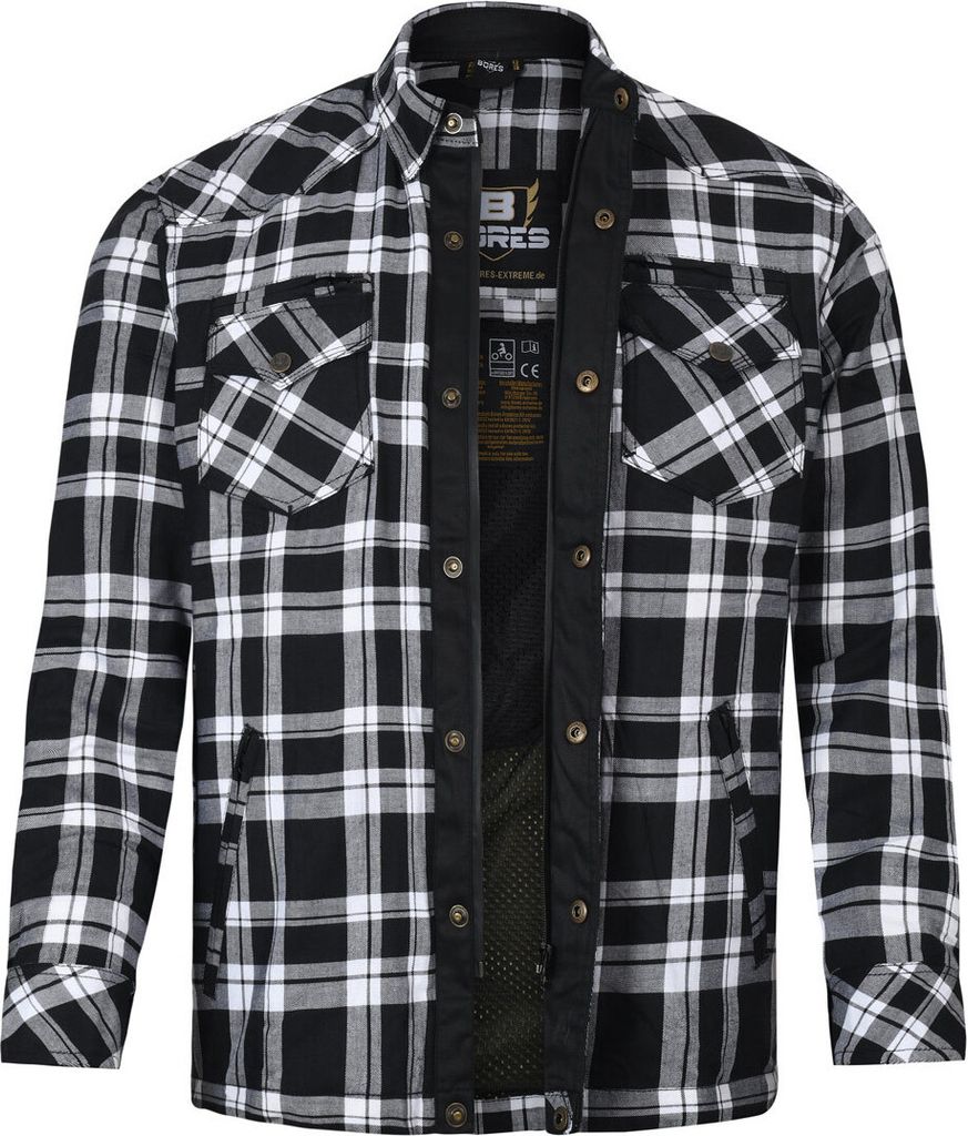 Bores Lumberjack Premium Motorradhemd, schwarz/weiß, M Produktbild 