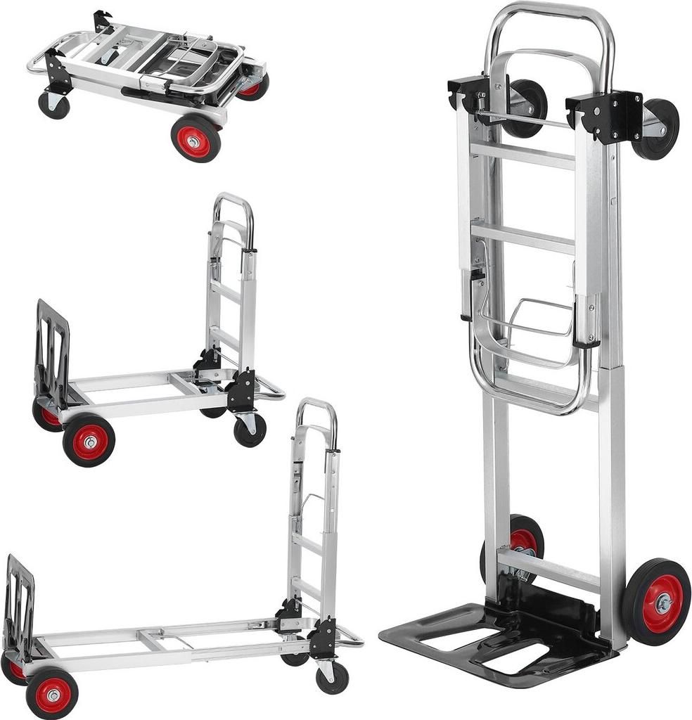 Aluminium-Sackkarre, 2 in 1, 400 lbs Tragkraft, robuste industrielle umbaubare Klapp-Sackkarre und Transportwagen, Mehrzweckwagen, umbaubar von Sac...