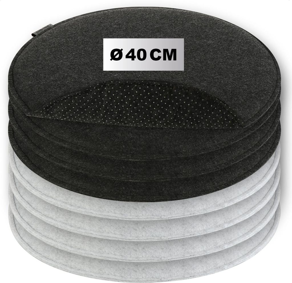 com-four 8x Sitzkissen aus Filz Ø 40 cm - gepolstertes Stuhlkissen