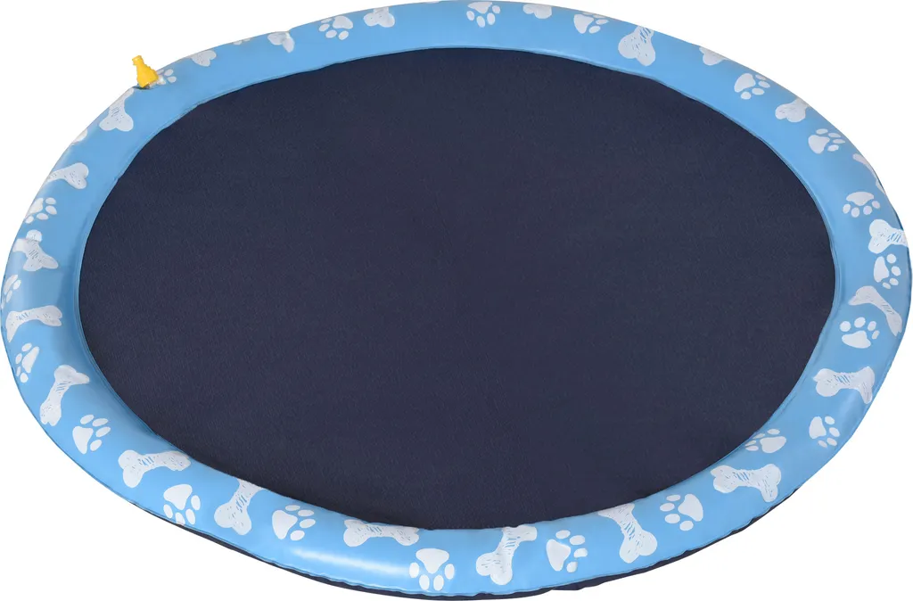 PawHut 150 cm Splash Sprinkler Pad per cani tappeto da gioco per spruzzi d'acqua spruzzatore d'acqua antiscivolo per esterni plastica blu