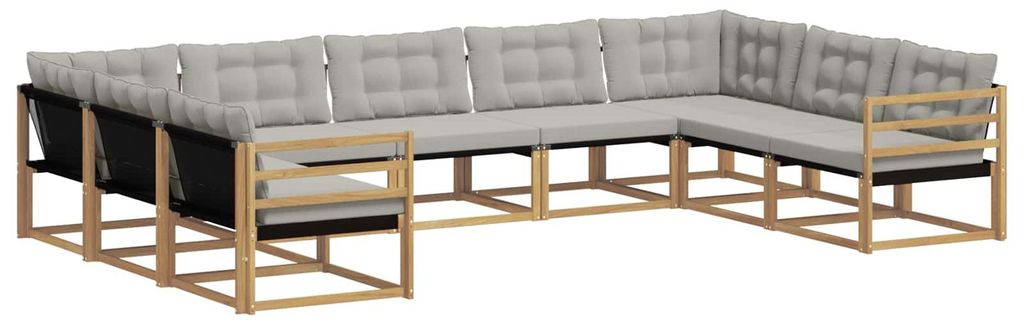 vidaXL Outdoor-Sofagarnitur mit Kissen 9 pcs Weiß und Hellgrau