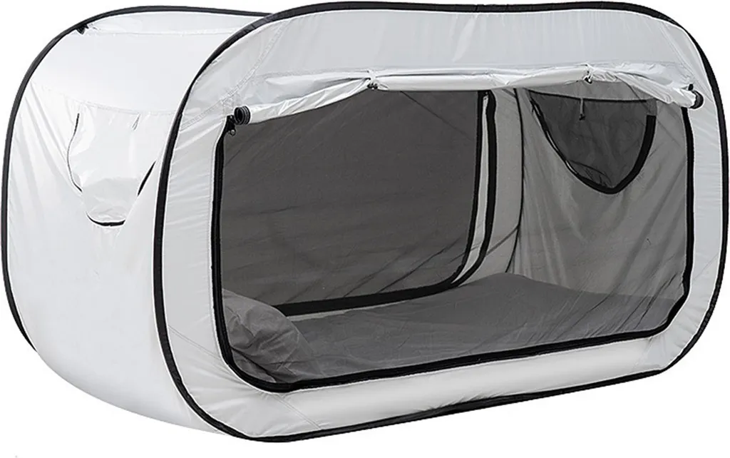 Ciel de Lit Opaque et Tente de Camping Intérieure Repliable Blanche