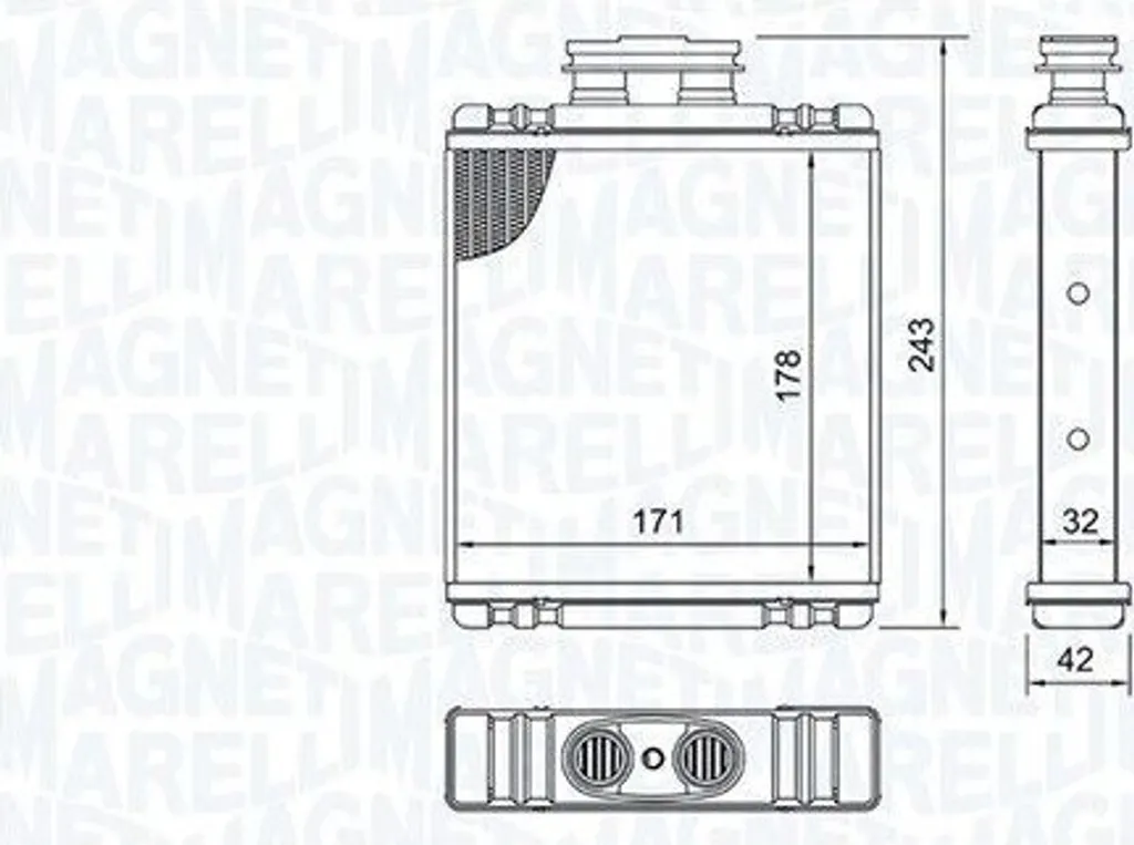 Radiateur de Chauffage MAGNETI MARELLI 350218517000 Anti-Buée et Fuite