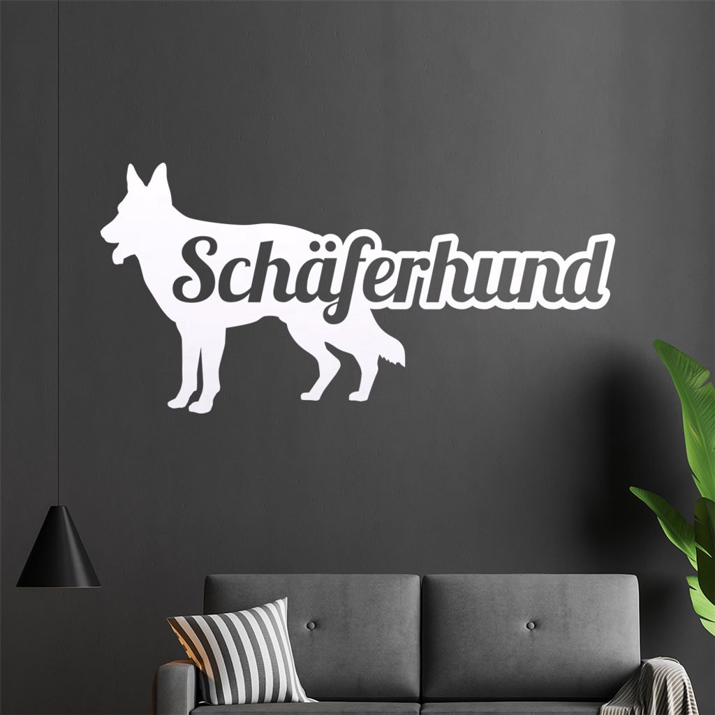 KIWISTAR Schäferhund mit Name Schrift Silhouette Wandtattoo in 6 Größen - Wandaufkleber Wall Sticker - Dekoration, Küche, Wohnzimmer, Schlafzim...