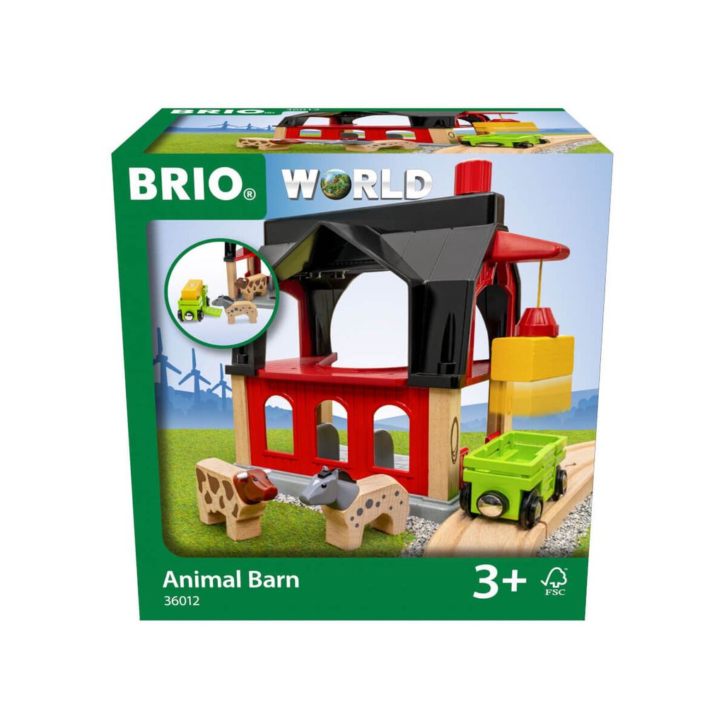 36012 BRIO Tierscheune mit Heuwaggon - Zubehör zum Zugset für Kinder ab 3 Jahren