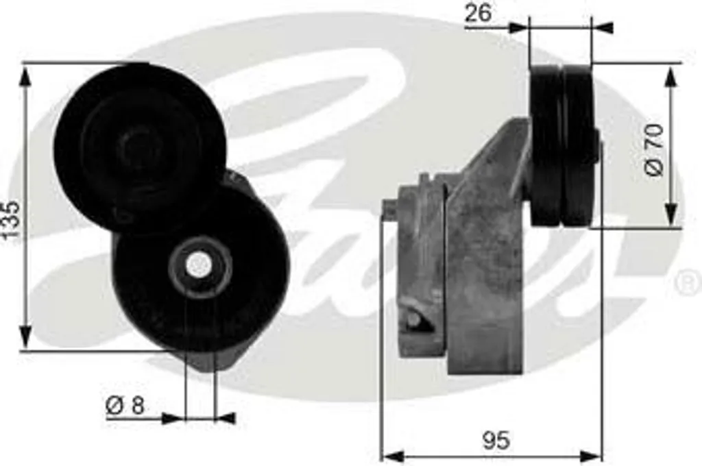 Galet Tendeur GATES T38430 Robuste Compatible avec 56900P5TG03 Honda Civic