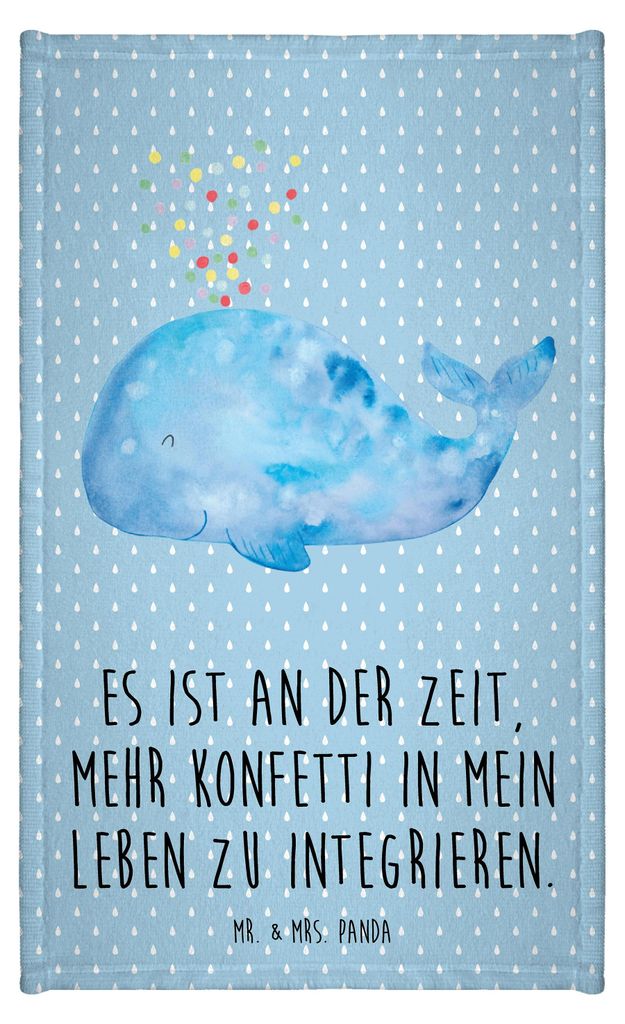 Mr. & Mrs. Panda Handtuch Wal Konfetti - Blau Pastell - Geschenk, Klein, gästehandtuch, Geburtstag, Neustart, Trennung, Meer, badezimmer, Motivati...