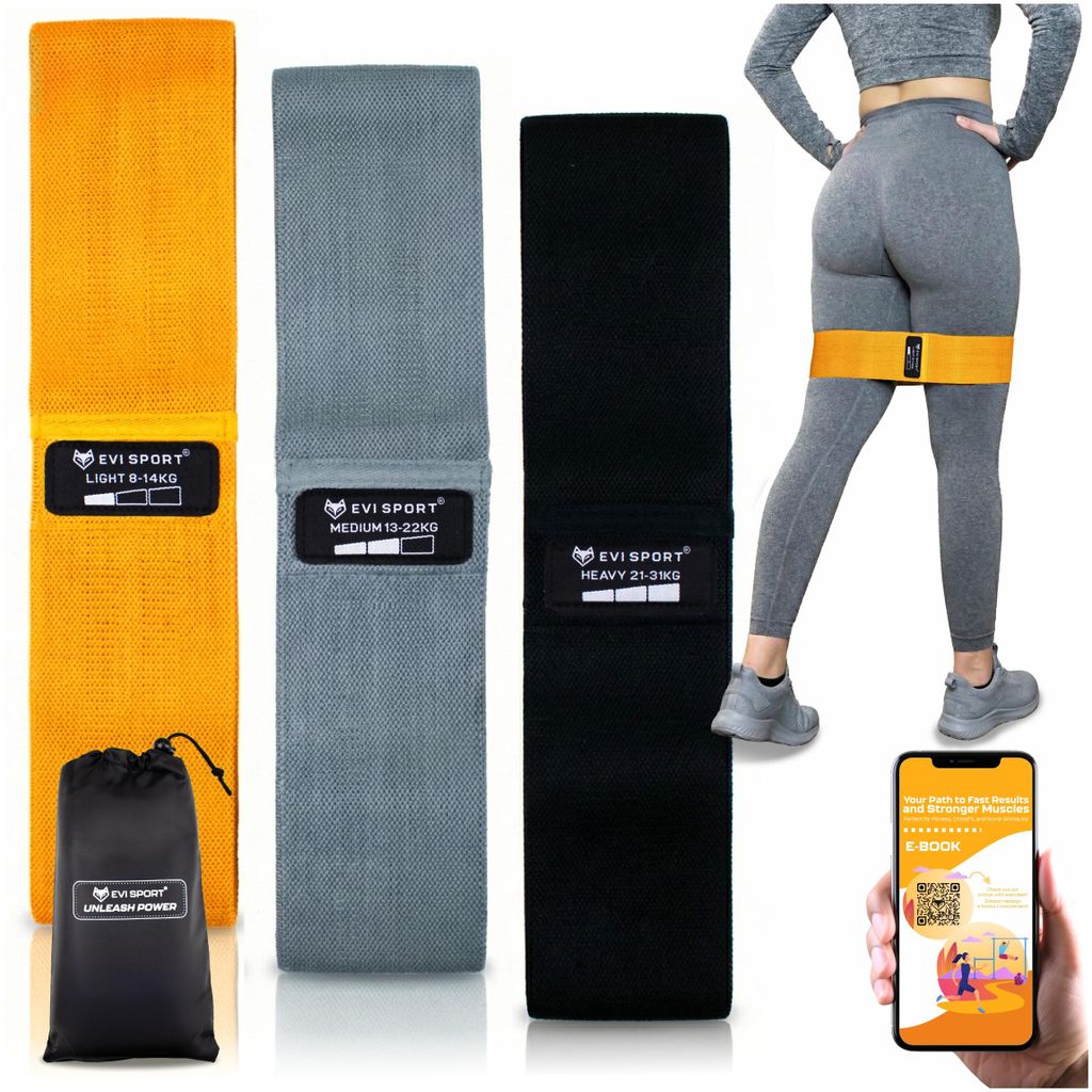 Widerstandsbänder 3er Set Stoff Fitnessbänder Textil Booty Produktbild 