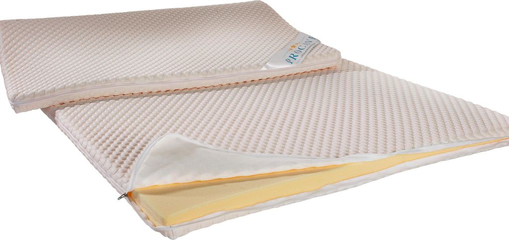 PROCAVE Viskoschaum Topper mit 4 cm Viscoschaum-Kern in 70x140 cm mit 4 Eckgummis - idealer Matratzentopper