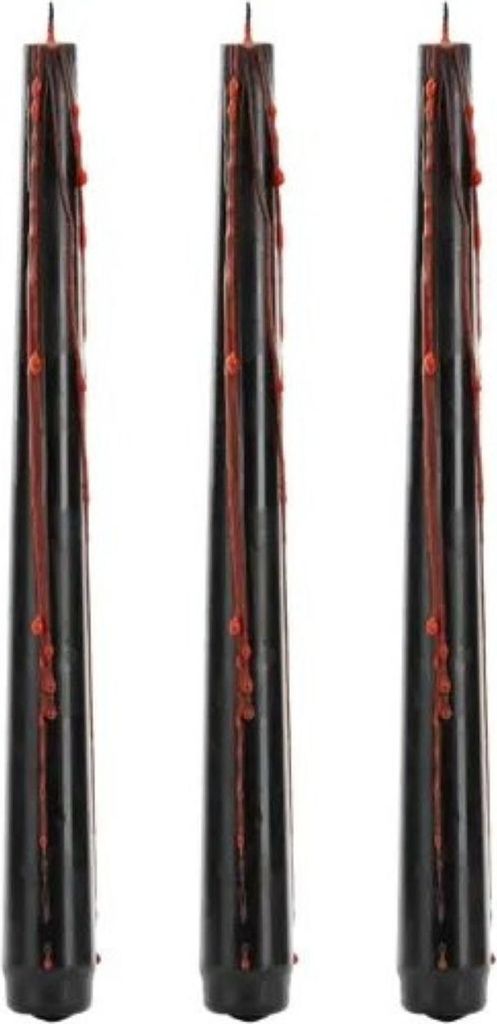 Candele di sangue 20,4 cm di cera set di 3 nero / rosso Immagine del prodotto 