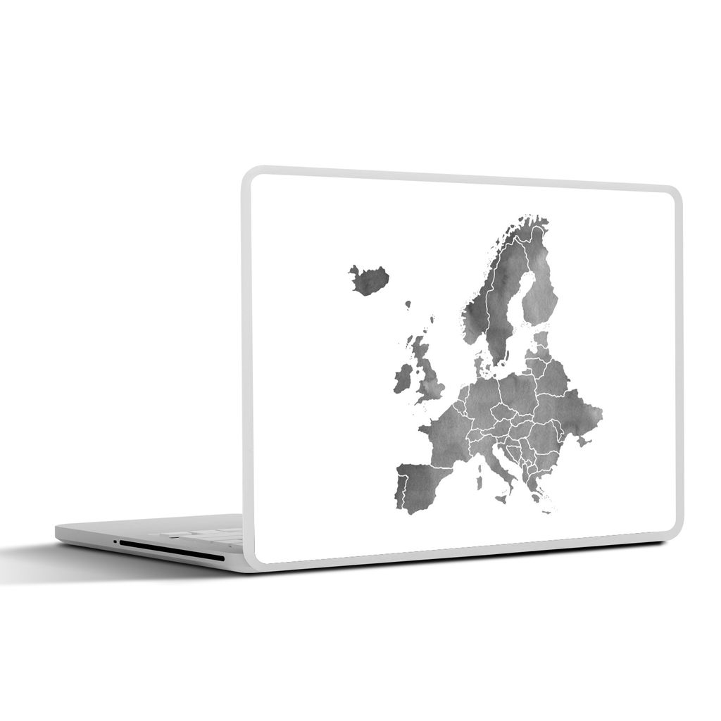 MuchoWow Laptop Aufkleber Sticker Cover Eurocard in grauer Aquarellfarbe - schwarz und weiß 30x21 cm - Sticker für Laptop - Selbstklebend