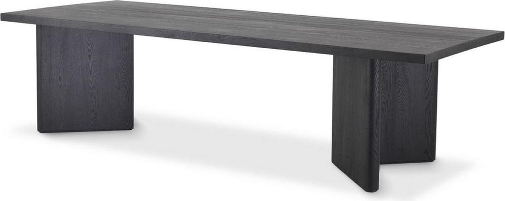 Casa Padrino Luxus Massivholz Esstisch Schwarz 280 x 110,5 x H. 76 cm - Rechteckiger Eichenholz Küchentisch - Luxus Massivholz Esszimmer Möbel