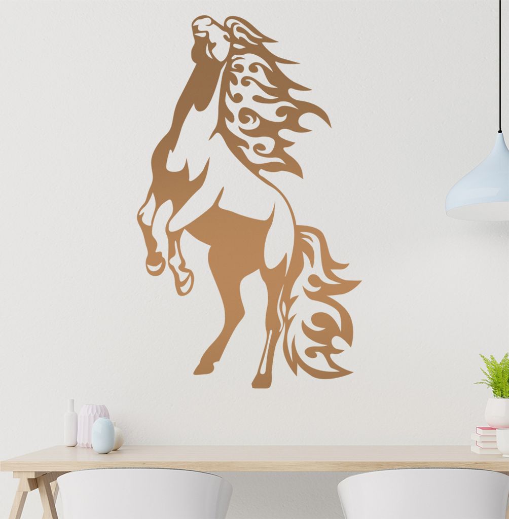 Flammen Pferd Wandtattoo in 6 Größen - Wandaufkleber Wall Sticker - Dekoration, Küche, Wohnzimmer, Schlafzimmer, Badezimmer