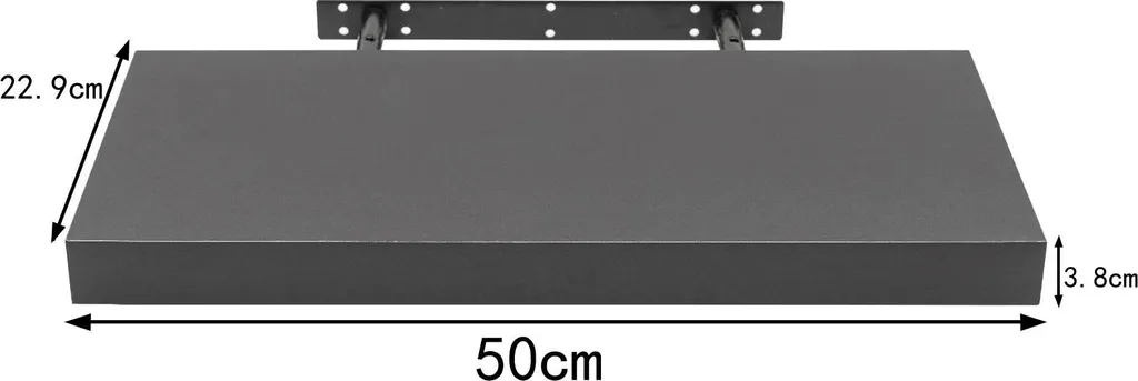 Étagères flottantes 50cm gris clair - Fixation invisible et MDF Robuste