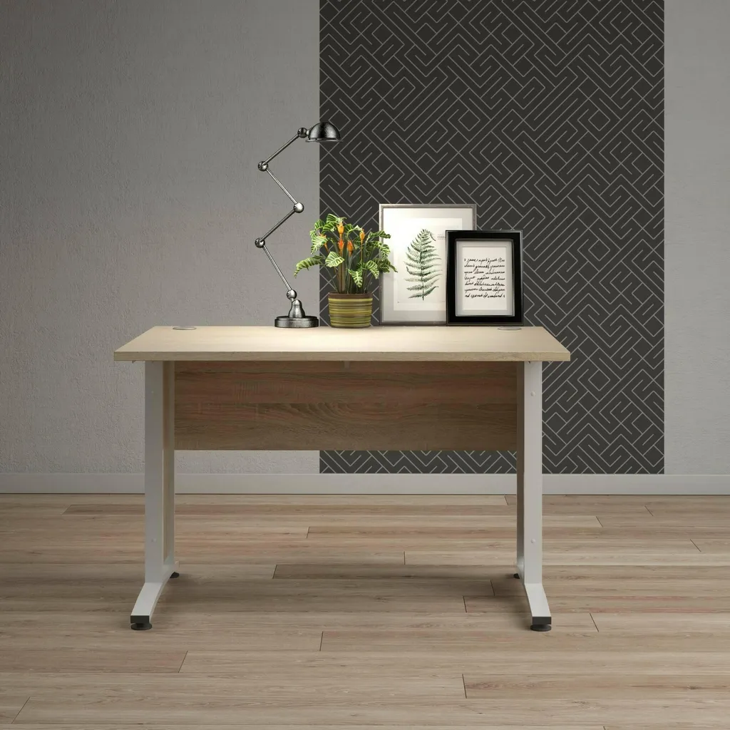 Table de bureau Prima chêne structuré 120x80 cm pour poste informatique - 2